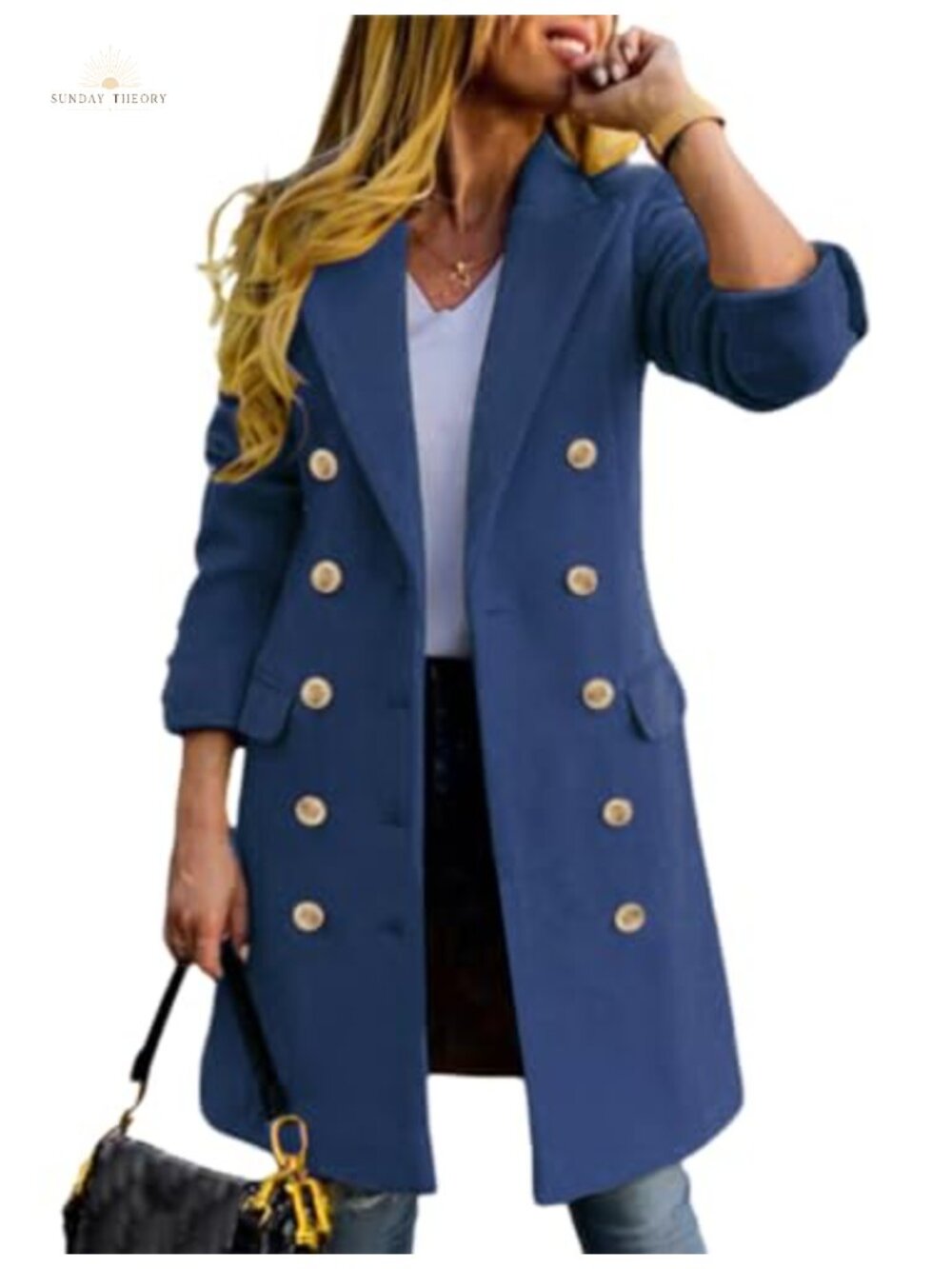 Wool Peacoat Double Breasted Notch Lapel Winter Coat